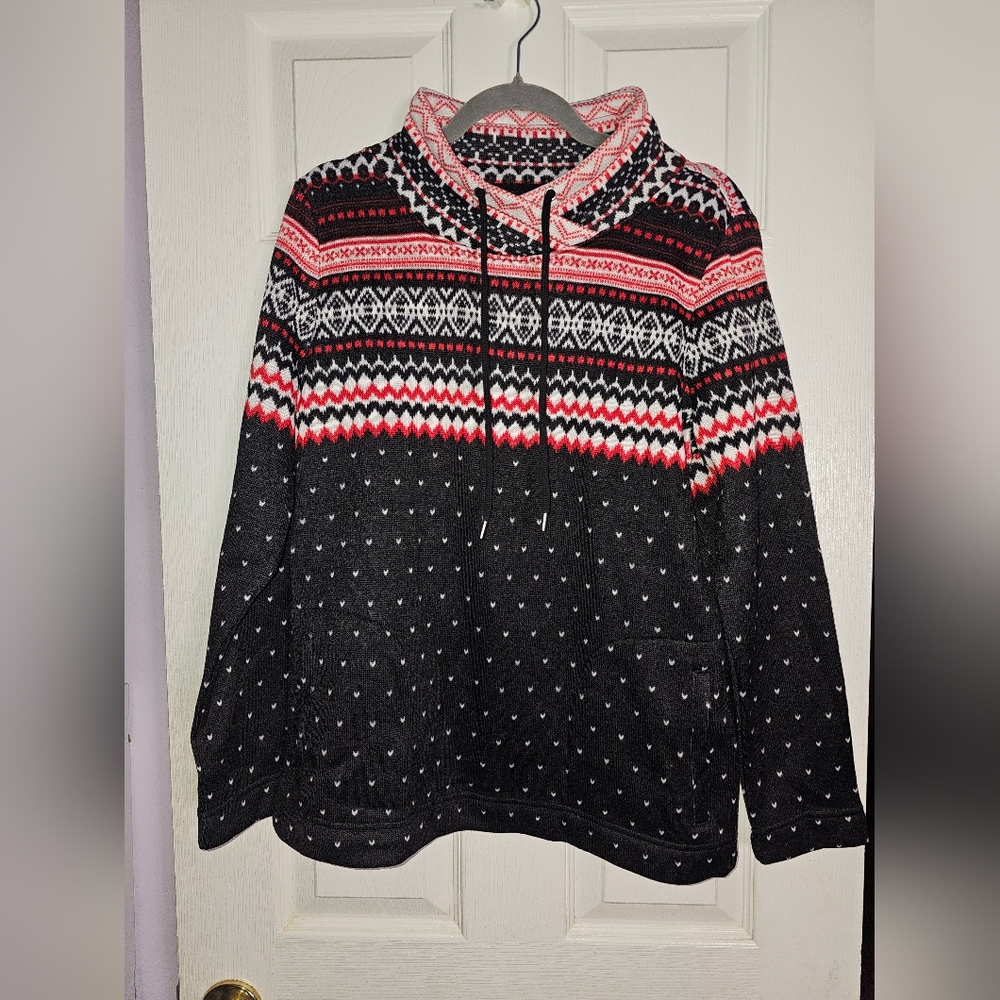 Talbots Fair Isle Nortic Pullover Drawstring  Sweater SZ M NWT Comfy Festive